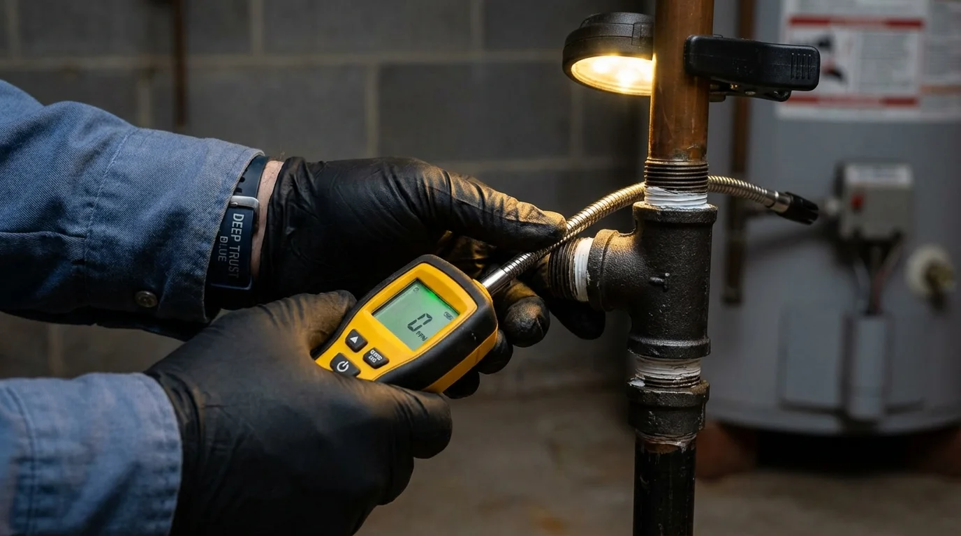 Gas leak detection with electronic sniffer by Johns Plumbing LLC in Jellico