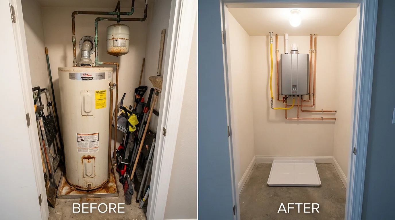 Tank water heater versus wall-mounted tankless unit comparison for Jellico, TN homeowners